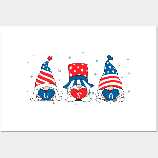 American Patriot Gnomes Wall Art by Merilinwitch